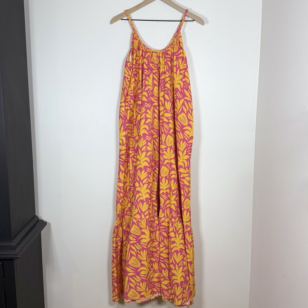 Palms Away By Red Dress Womens Tropical Floral Maxi Dress S Pink Orange Paradise